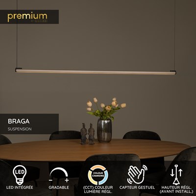 Lucide BRAGA - Suspension - LED Dim. - CCT - 1x36W 2700K/4000K - Détecteur à balayage manuel - Café | Premium